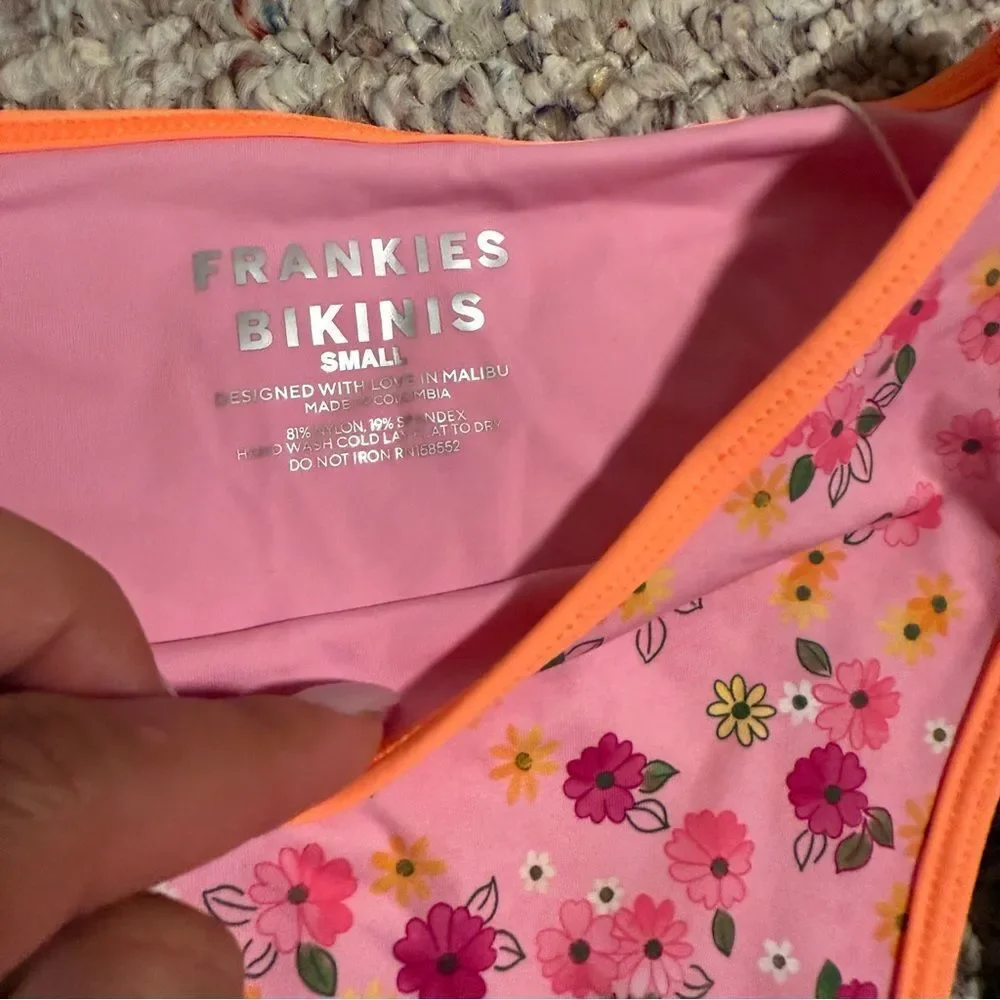 NWT Frankie’s Bikinis Laura High Waist Cheeky Bikini Bottom Pink- Size Small
